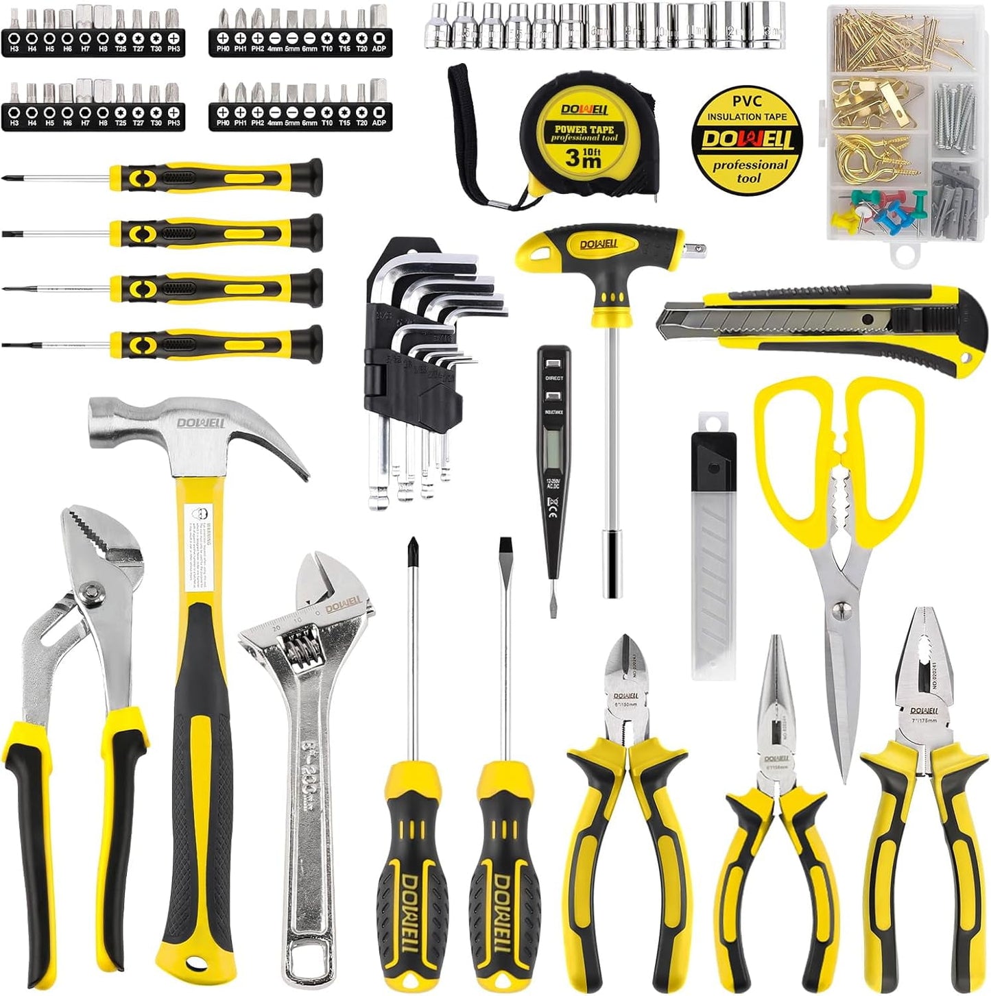 185-Piece Household Tool Kit with Sturdy Storage for Home Repair and P