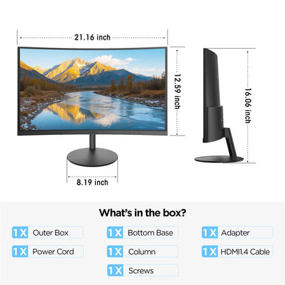 KOORUI 24" 100Hz Curved Computer Monitor, FHD 1080P 1500R PC Monitors,
