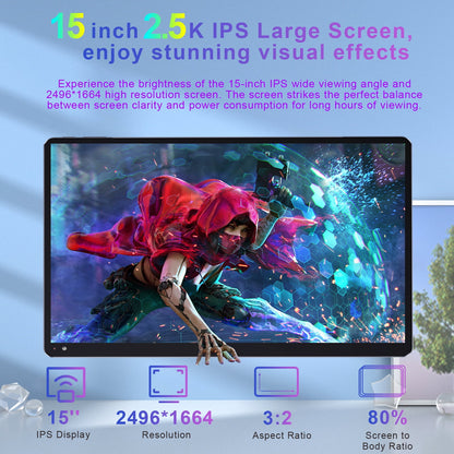 Golzer Android 14 Tablet 15 inch 2.5K Display, Helio G99 Octa-Core Pro