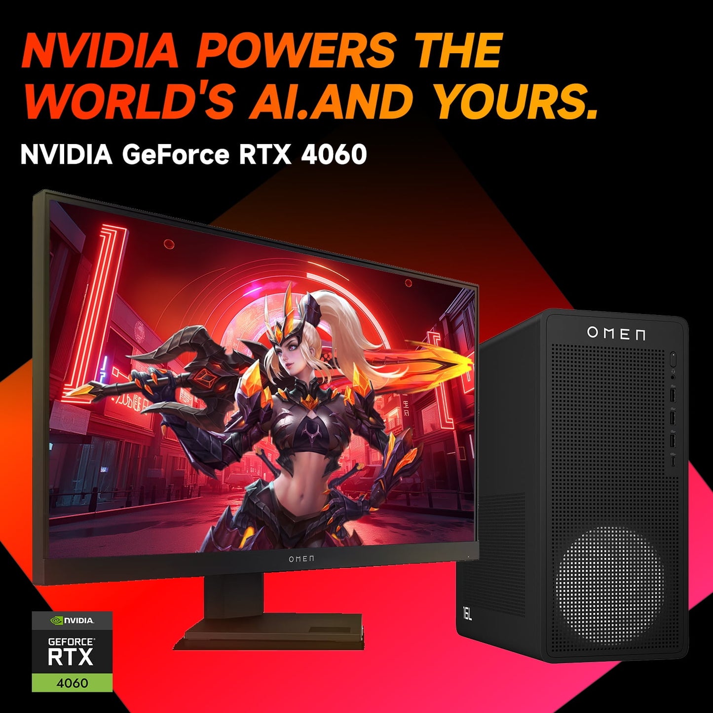 HP OMEN 16L i7 RTX 4060 Gaming Tower Desktop, 16GB DDR5 RAM, 1TB SSD,