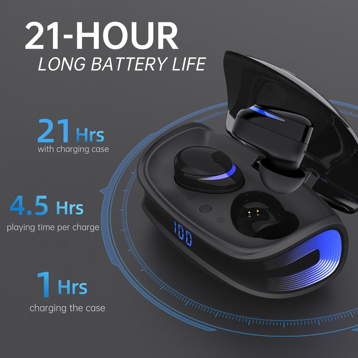 Cshidworld Wireless Earbuds, Bluetooth 5.0 Headphones IPX8 Waterproof,