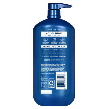 Suave Men Moisturizing 2-in-1 Body & Face Wash with Glycerin & Vitamin