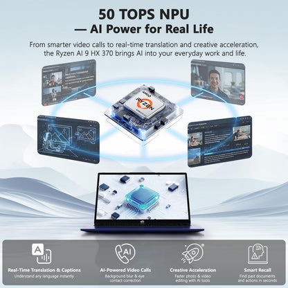 Oyzzraze 17.3 AI-Laptop Copilot+ PC, AMD Ryzen AI 9 HX 370(12C/24T, 50