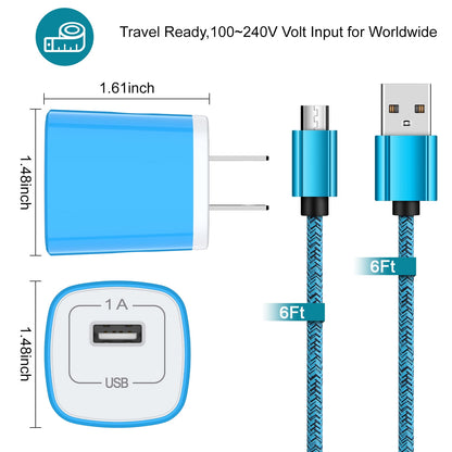 Fast Charger USB Wall Charger with USB-A to Micro Cable 6FT Fast Charg