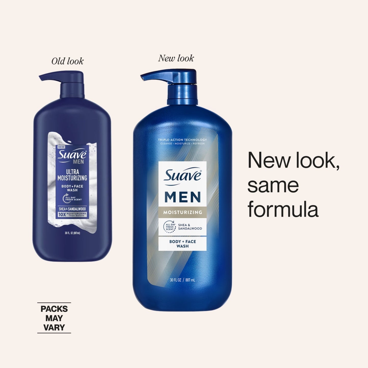 Suave Men Moisturizing 2-in-1 Body & Face Wash with Glycerin & Vitamin