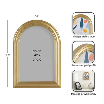 (3 pack) DesignOvation 4x6 Arch Gold Decorative Tabletop Picture Frame