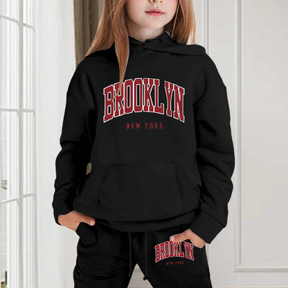Girl Hooded Sweatshirt Set Letter Printed Long-Sleeve Girls' Active Sw
