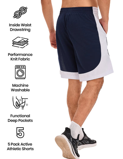 TELALEO 5 Pack Mens Mesh Athletic Basketball Shorts Gym Shorts with Po