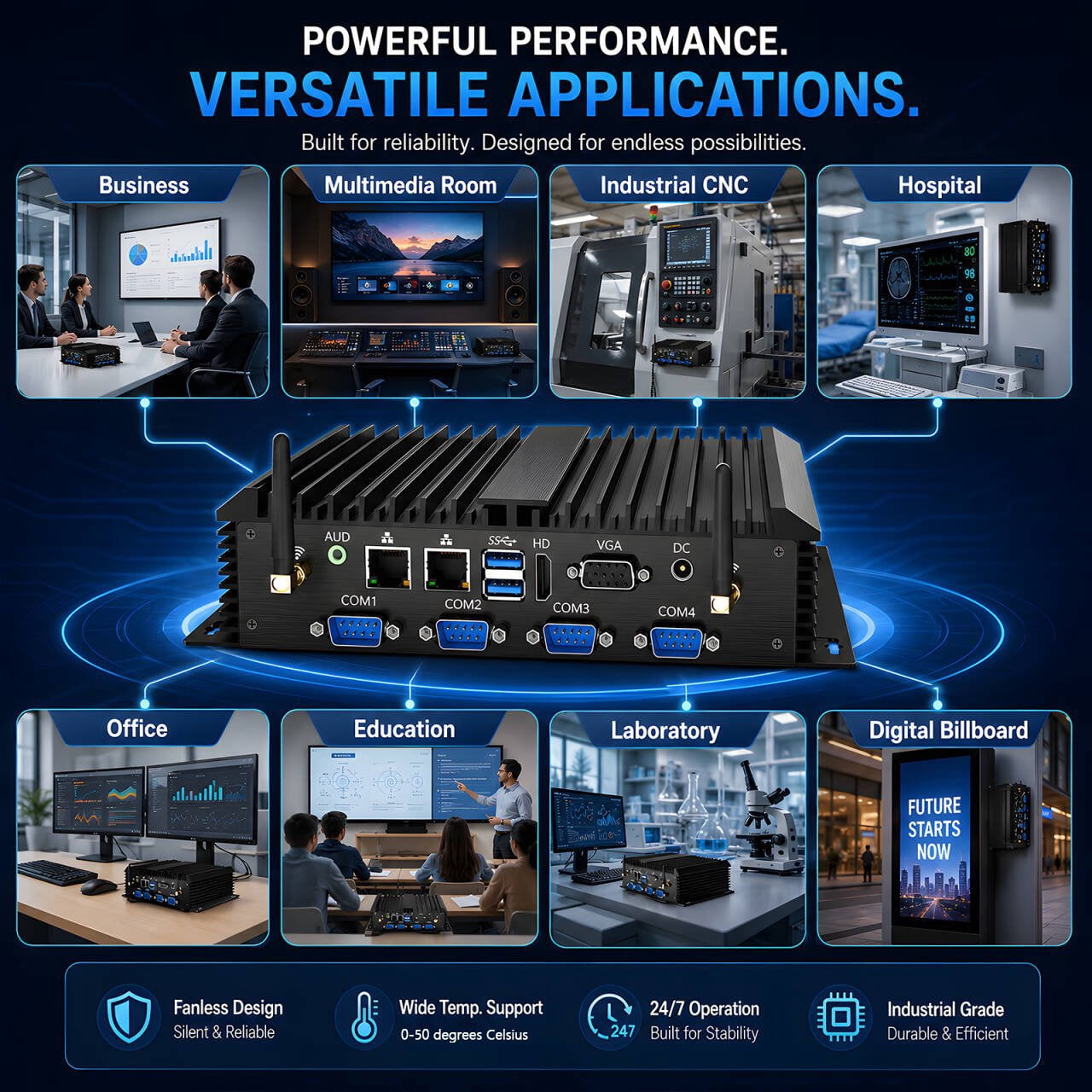 Industrial Mini PC, Kinupute Fanless Desktop Computer Core i5-4200U 1.