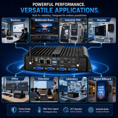 Industrial Mini PC, Kinupute Fanless Desktop Computer Core i5-4200U 1.