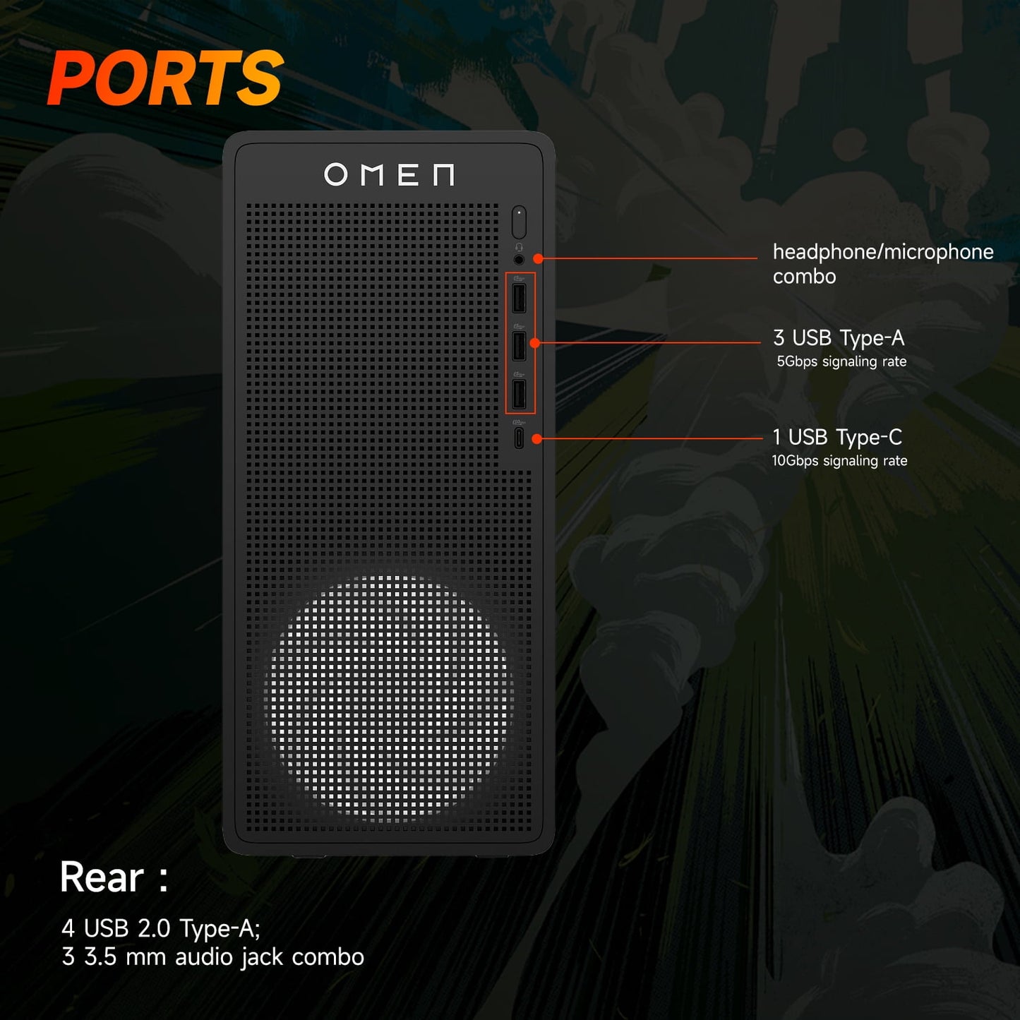 HP OMEN 16L i7 RTX 4060 Gaming Tower Desktop, 16GB DDR5 RAM, 1TB SSD,
