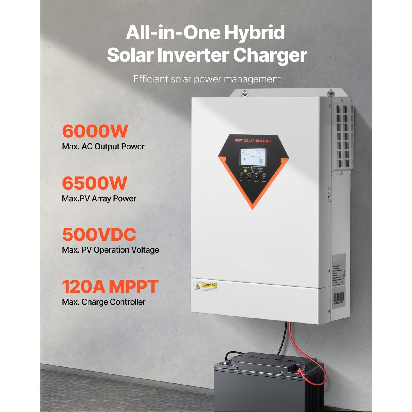 KFFKFF Hybrid Solar Inverter, 6000W, All-in-One Pure Sine Wave Power I