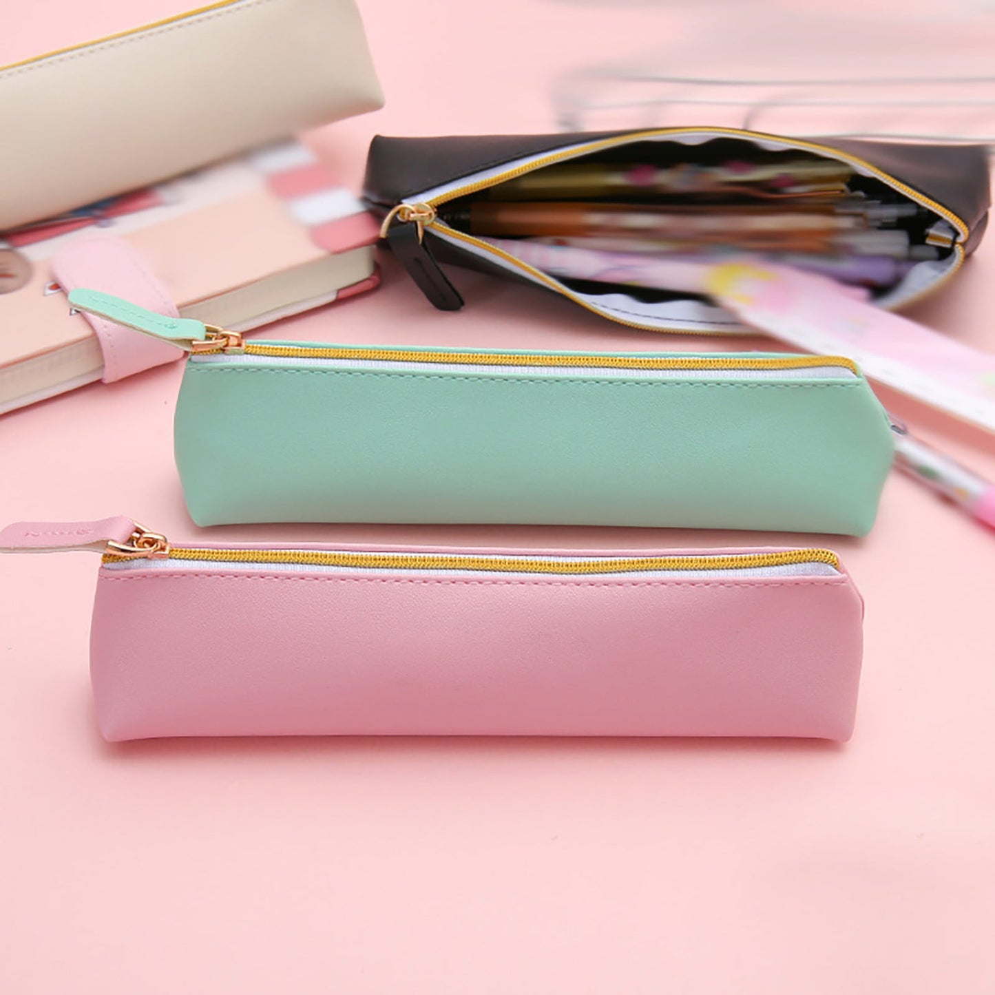 Toolix Leather Pen Pencil Case Cute Pencil Small Pen Bag Aesthetic Sta