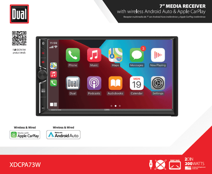 Dual Electronics 7" Touchscreen Car Stereo Receiver with Wireless Appl