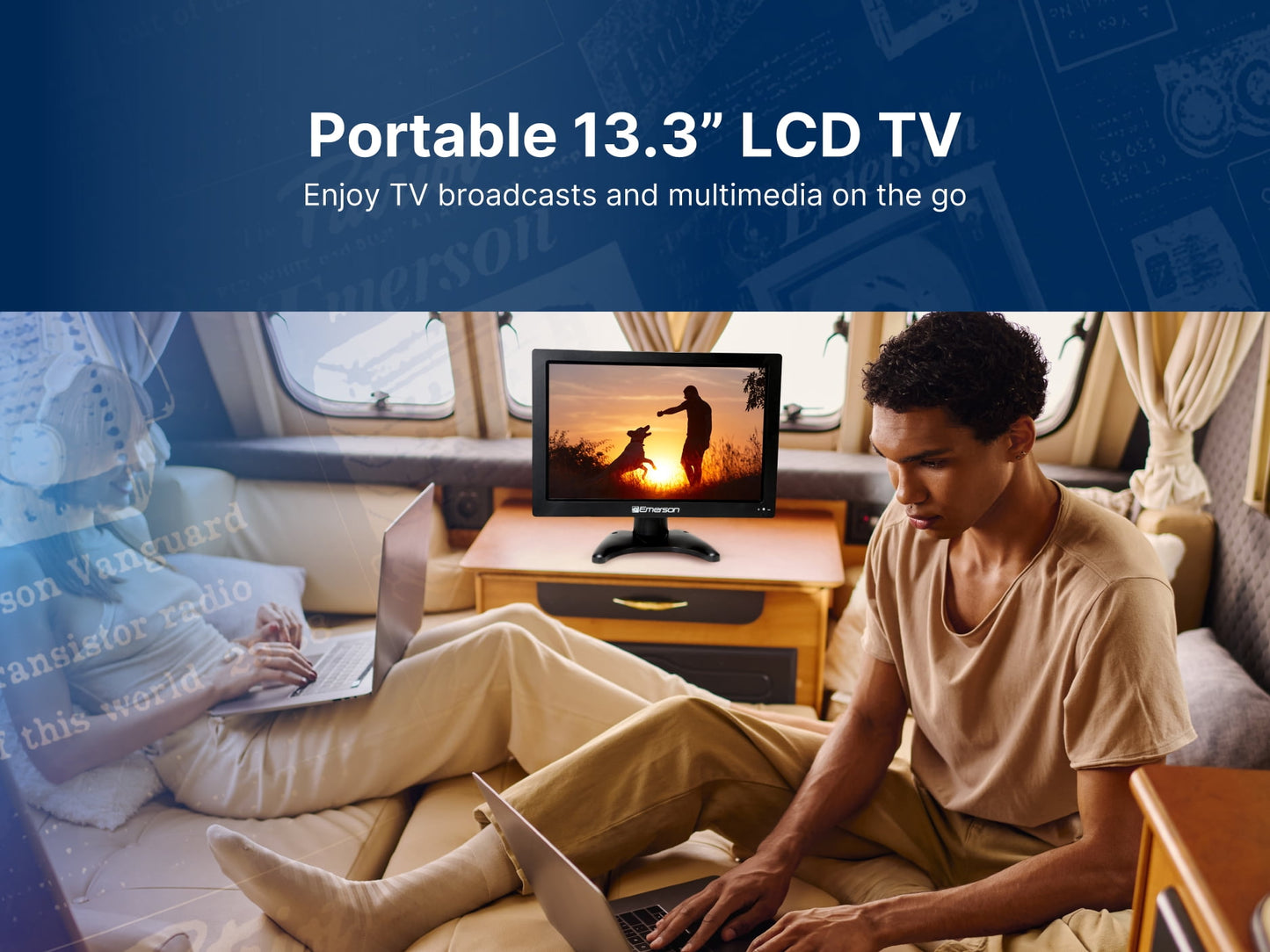 Emerson ET-1300 Portable 13.3” Digital TV with Built-in Rechargeable