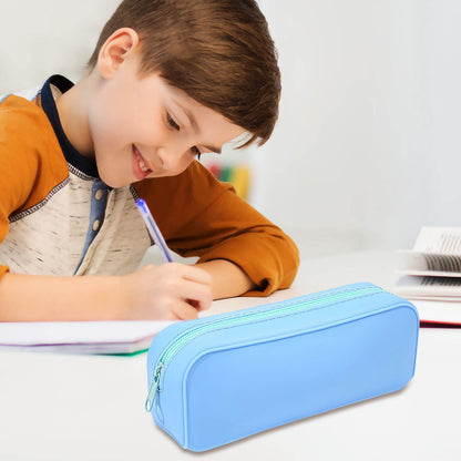 Solid Color Large Capacity Pencil Case, Fashionable Zipper Stationery