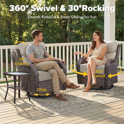 Bellefurn Outdoor Swivel Rocker Patio Chairs with Side Table,Patio Swi