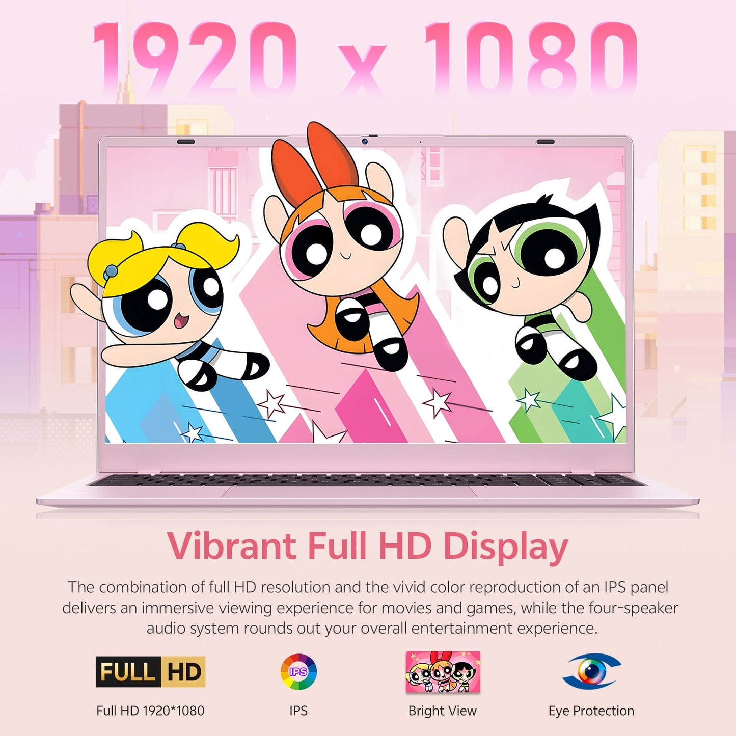 THTRO 15.6" Pink IPS FHD Laptop Computer, 512GB SSD 16GB RAM, Intel 65
