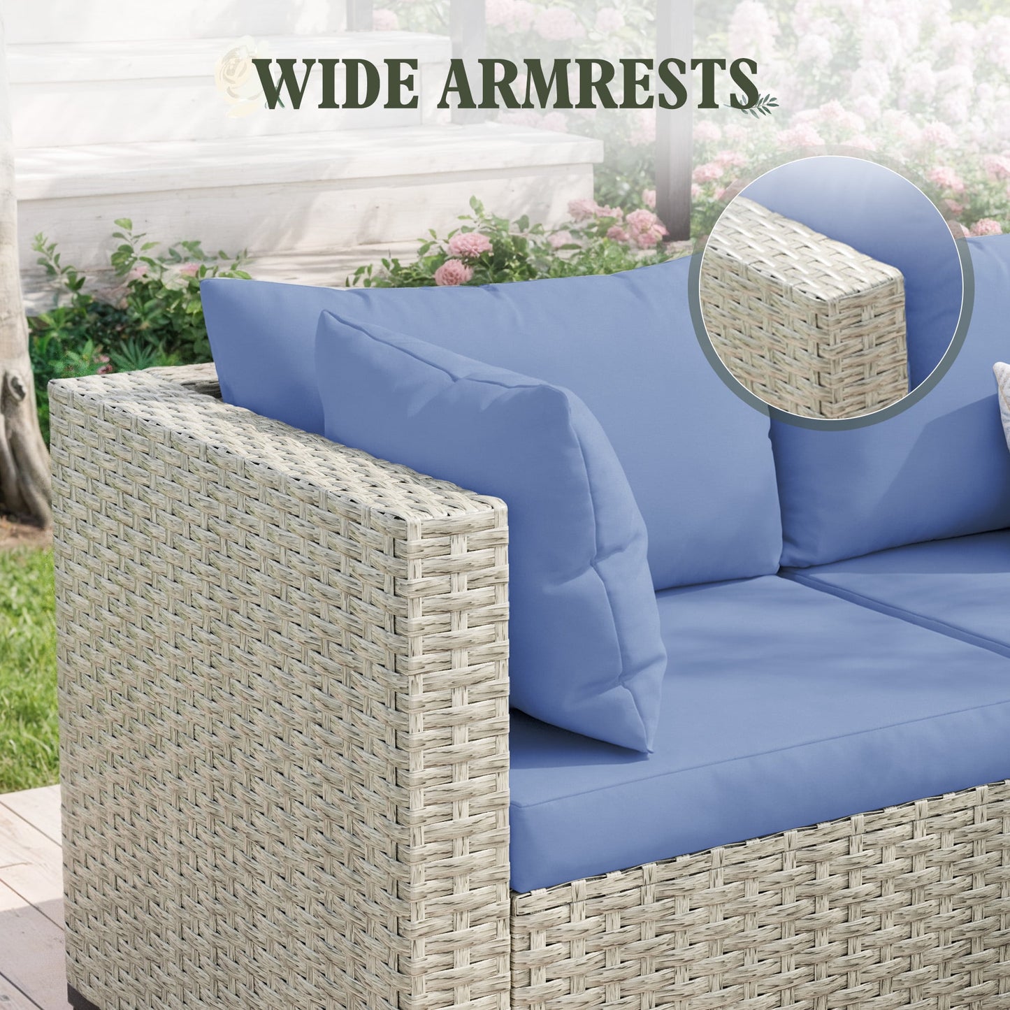 MRUAKA Outdoor Patio Furniture Set, 7-Piece Modular Sectional Sofa Wit