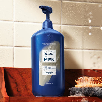 Suave Men Moisturizing 2-in-1 Body & Face Wash with Glycerin & Vitamin
