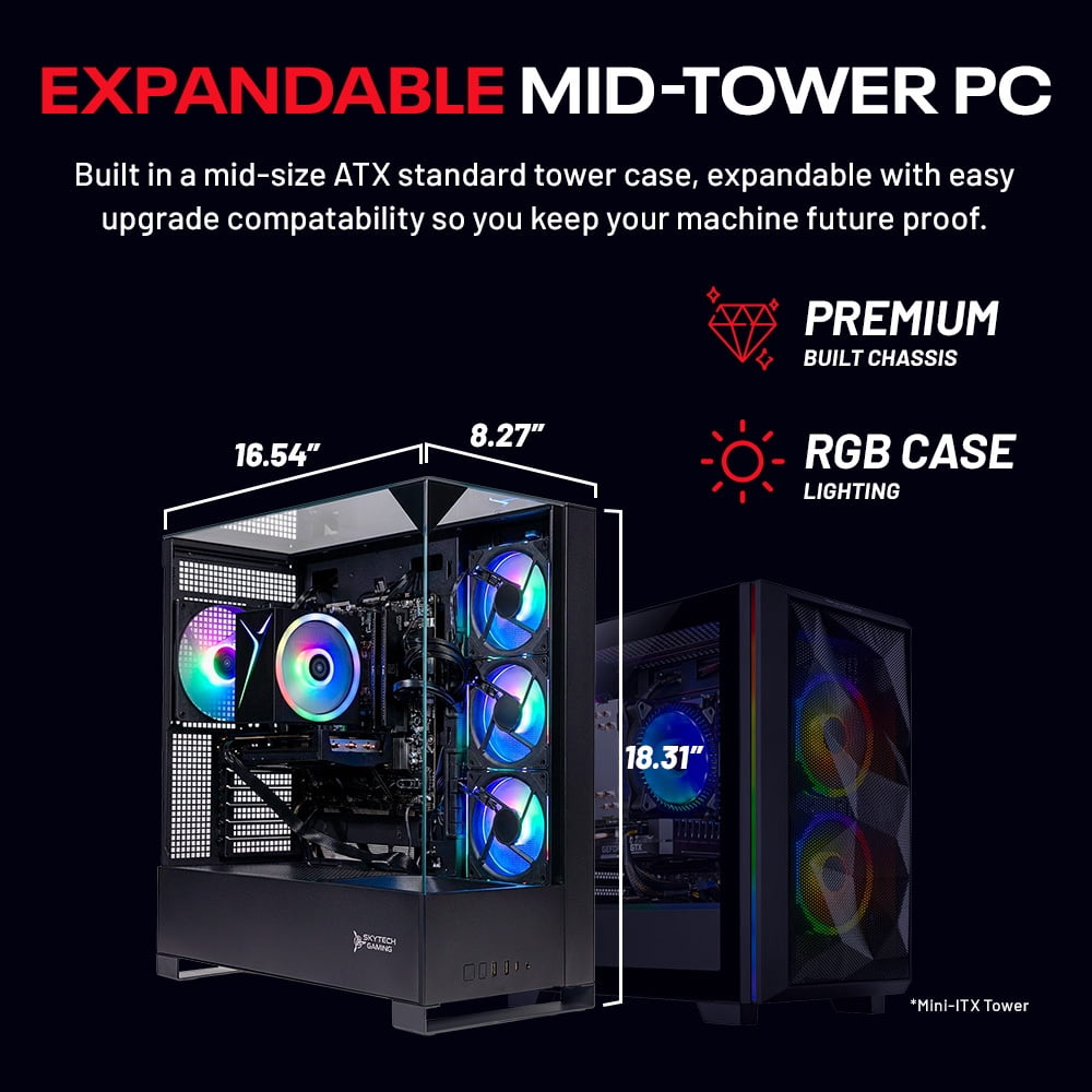 Skytech Gaming Shadow 5 Gaming PC, AMD Ryzen 7 7700 3.8GHz, NVIDIA RTX