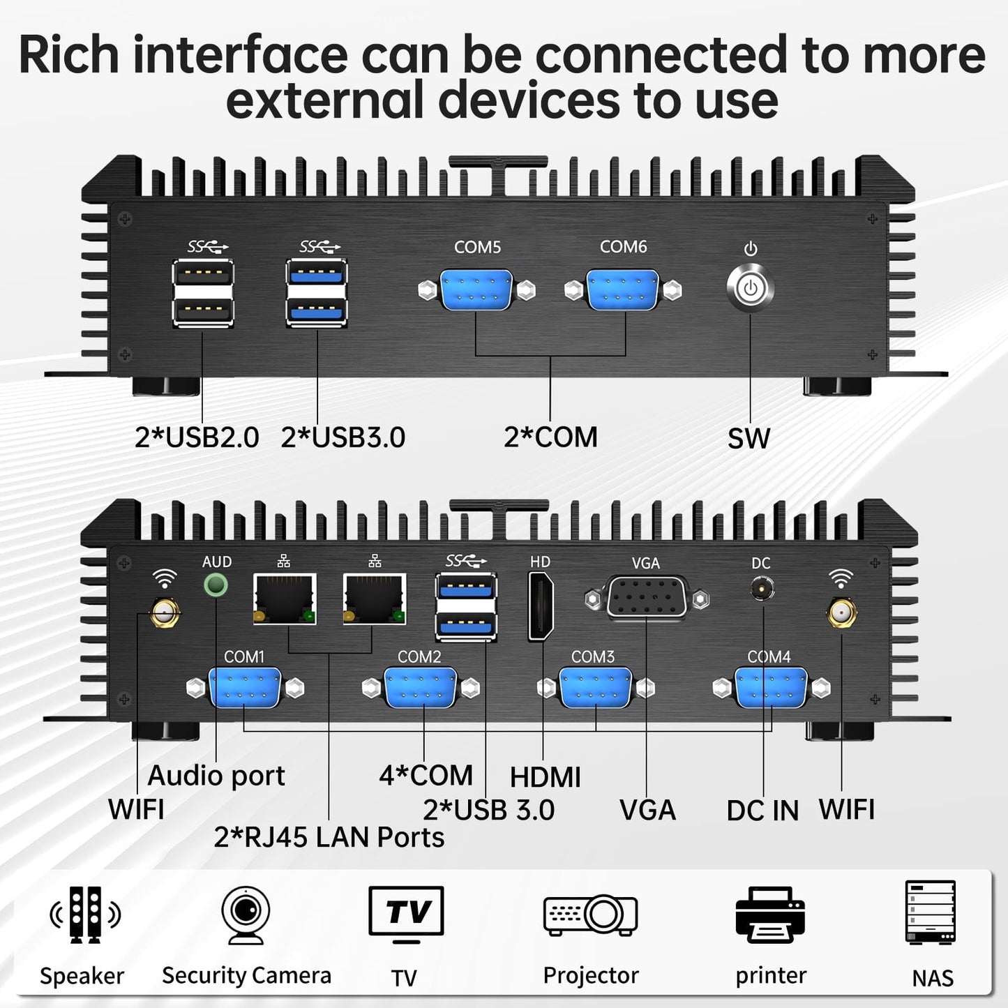 Industrial Mini PC, Kinupute Fanless Desktop Computer Core i5-4200U 1.