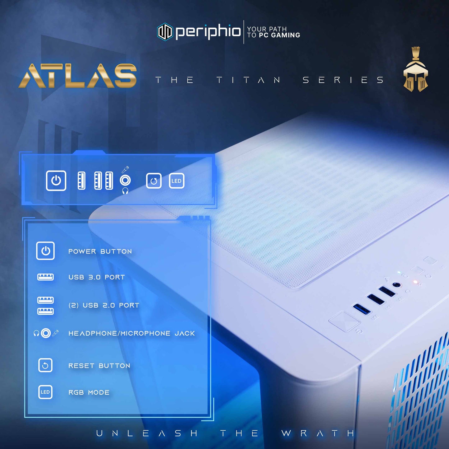 Periphio Atlas AMD Gaming PC, Liquid Cooled Ryzen 5 5600GT (4.4GHz Tur