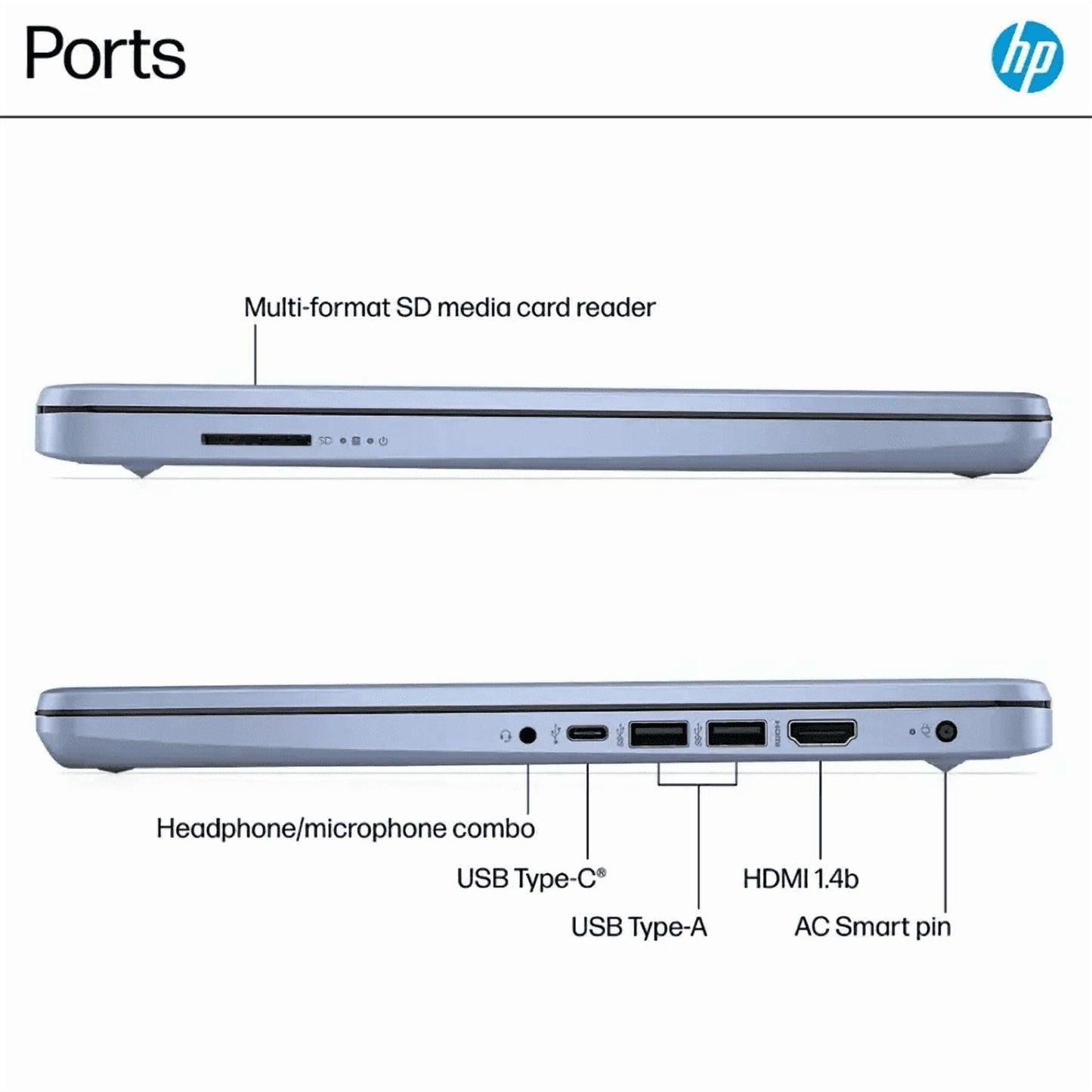 HP 14” HD Laptop, Intel Processor N150, 4GB RAM, 128GB UFS, Windows