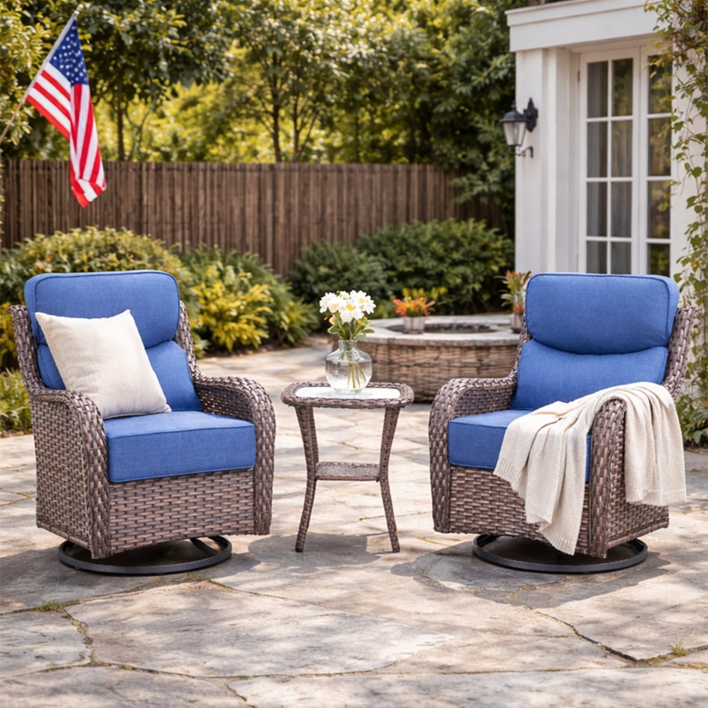 Bellefurn Outdoor Swivel Rocker Patio Chairs with Side Table,Patio Swi