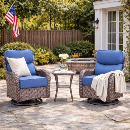 Bellefurn Outdoor Swivel Rocker Patio Chairs with Side Table,Patio Swi