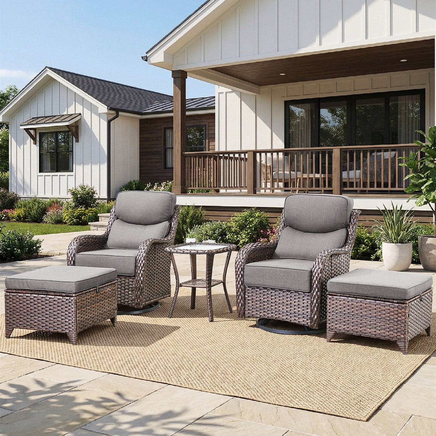 Bellefurn Outdoor Swivel Rocker Patio Chairs with Side Table,Patio Swi