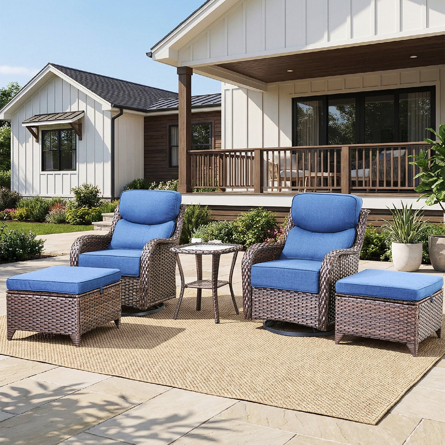 Bellefurn Outdoor Swivel Rocker Patio Chairs with Side Table,Patio Swi