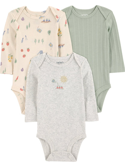 Carter's Child of Mine Baby Bodysuits, 3-Pack, Sizes Preemie-18 Months