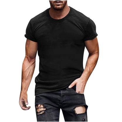 Summer Tops for Men Men's Round Neck Short Sleeved Short Sleeved Round