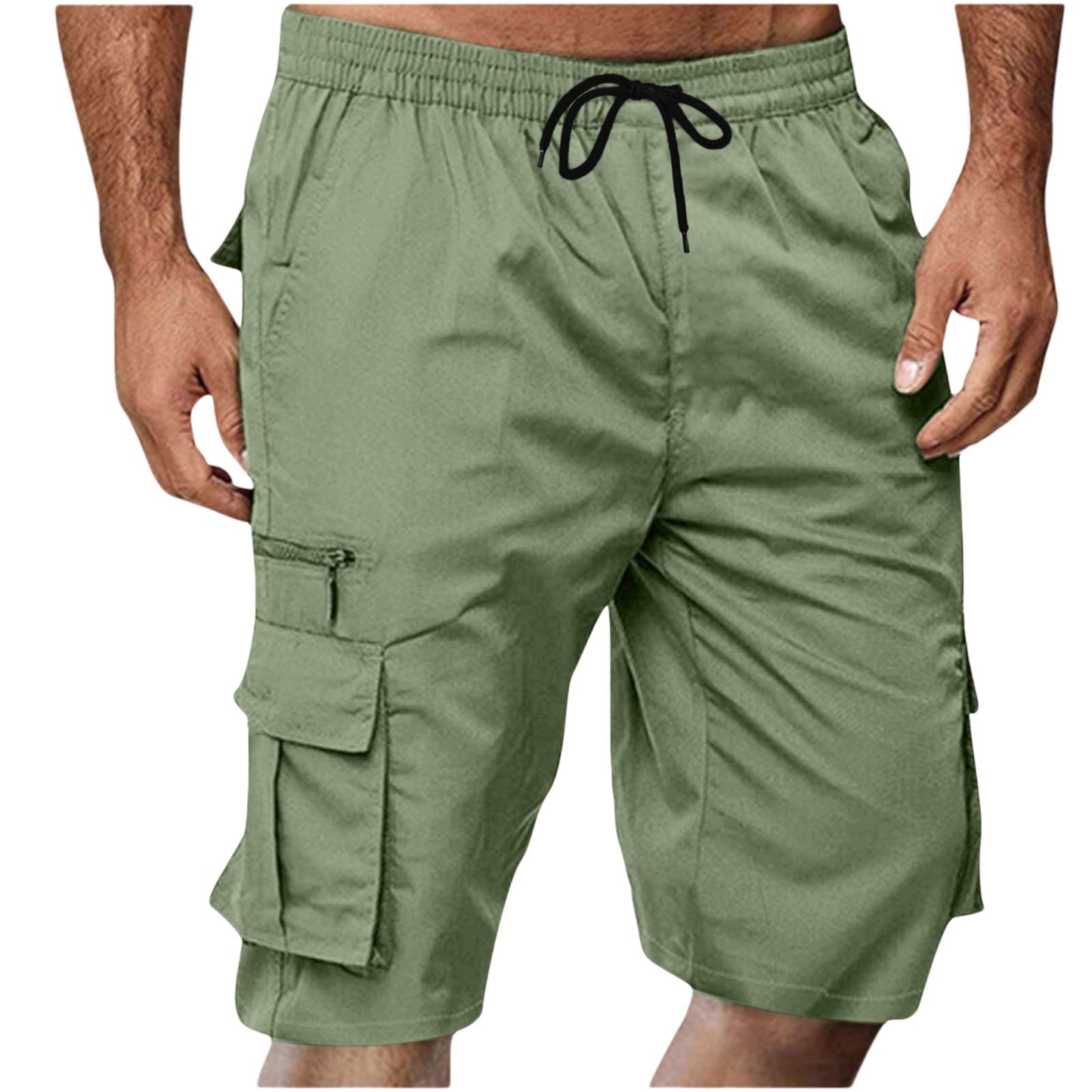 Chiccall Mens Cargo Shorts Lightweight Summer Casual Elastic Waist Dra