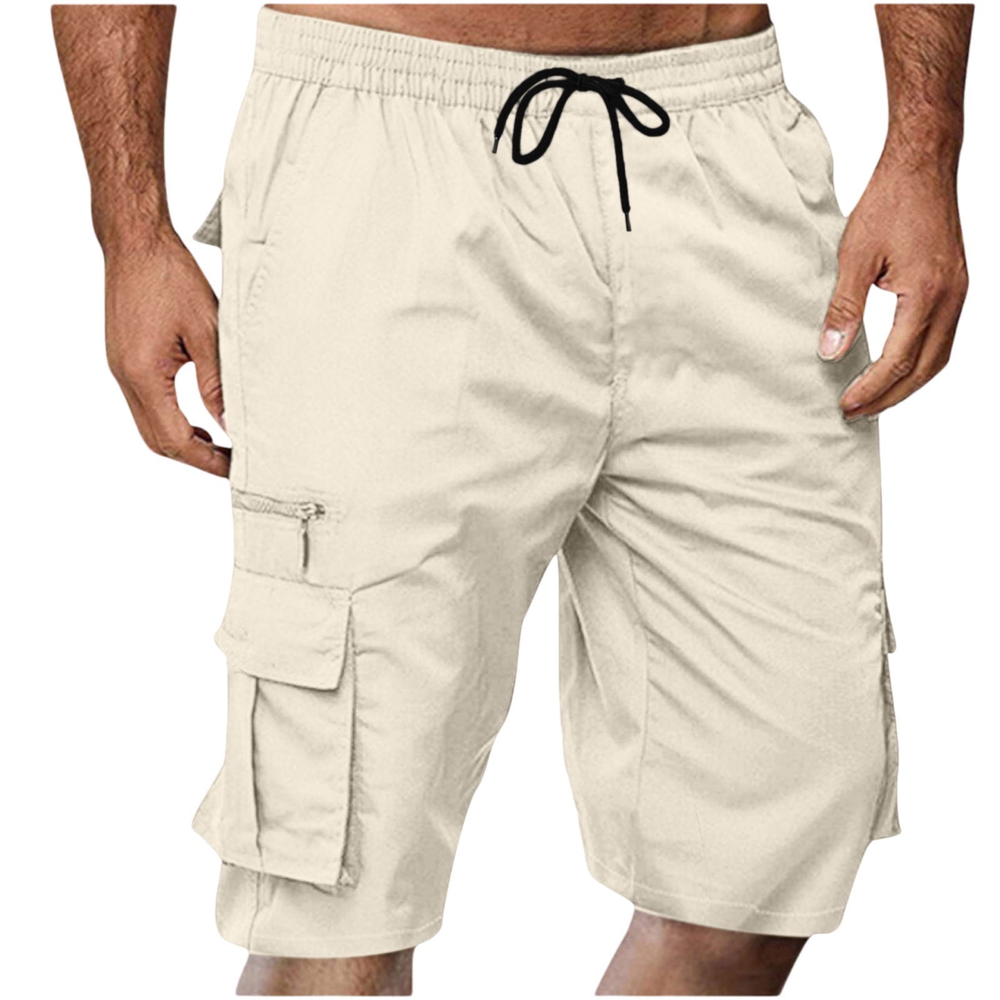 Chiccall Mens Cargo Shorts Lightweight Summer Casual Elastic Waist Dra
