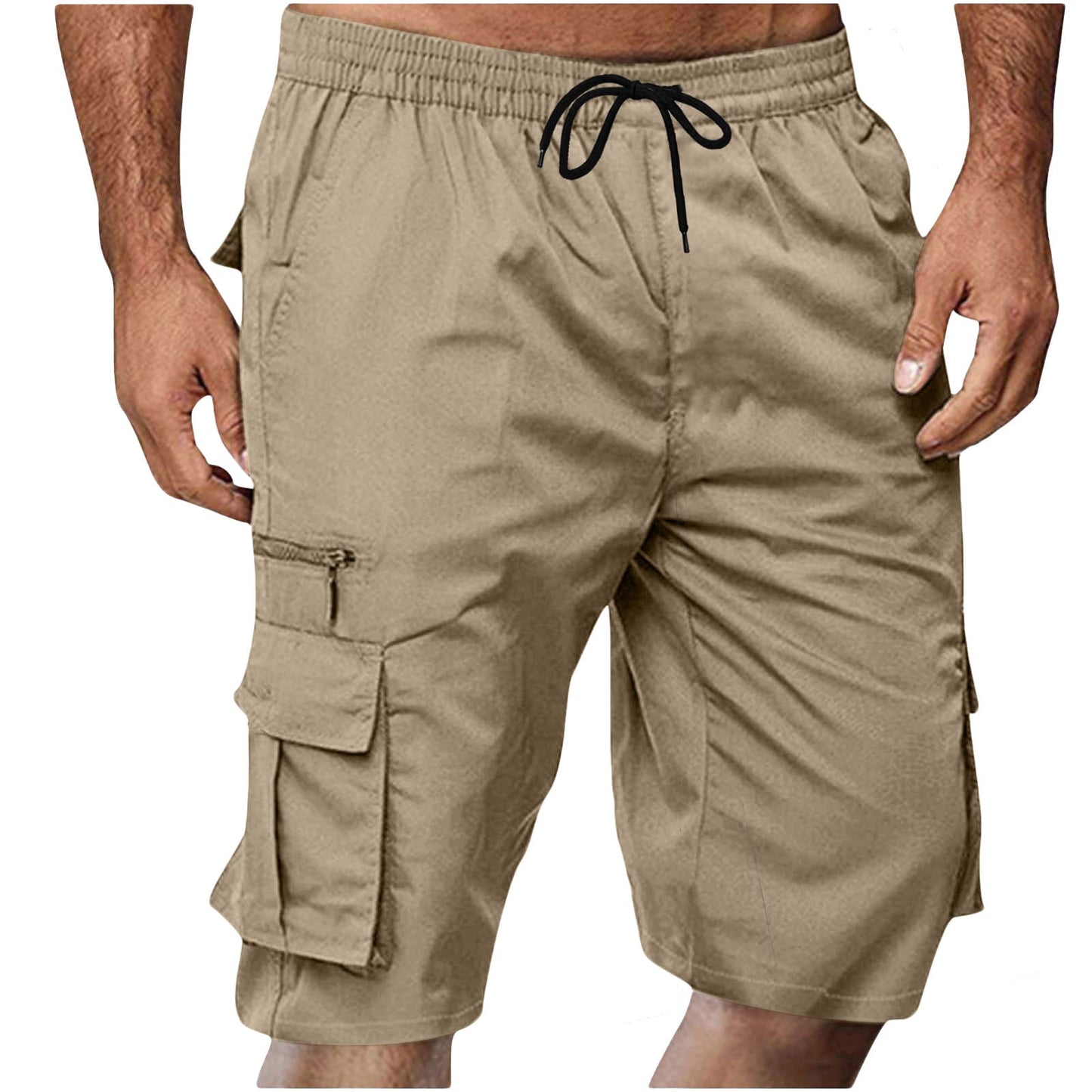 Chiccall Mens Cargo Shorts Lightweight Summer Casual Elastic Waist Dra