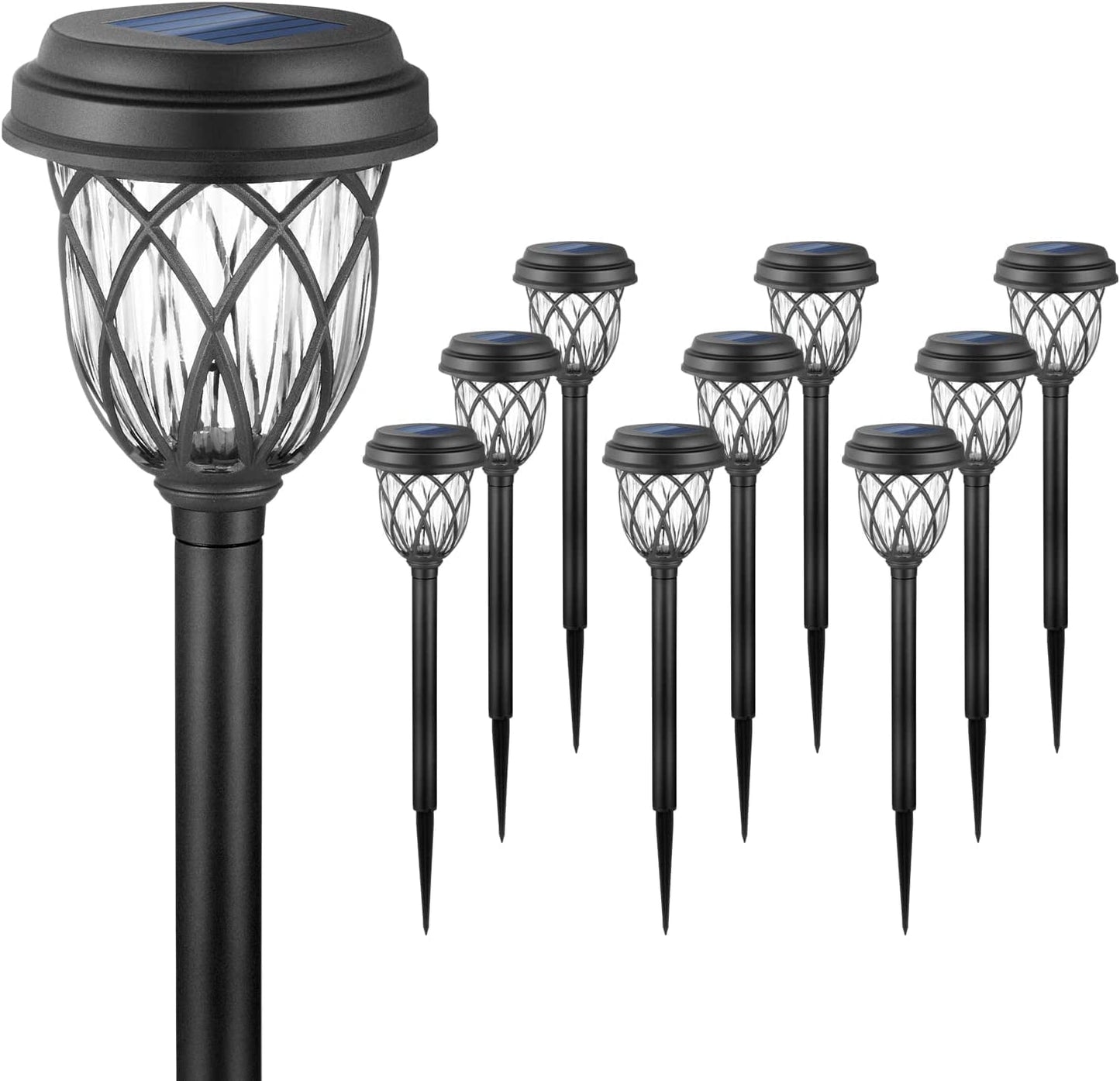 10 Pack Solar Lights Outdoor Decorative, Solar Pathway Lights Outdoor,