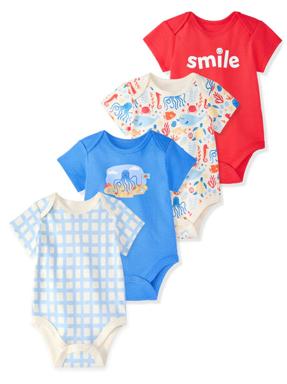Garanimals Newborn & Baby Boy Cotton Lap-Shoulder Short-Sleeve Bodysui