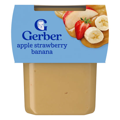 Gerber Stage 2 Baby Food, Apple Strawberry Banana Puree Tubs, Baby Pur