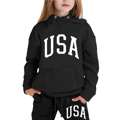 Girl Hooded Sweatshirt Set Letter Printed Long-Sleeve Girls' Active Sw
