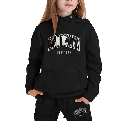 Girl Hooded Sweatshirt Set Letter Printed Long-Sleeve Girls' Active Sw