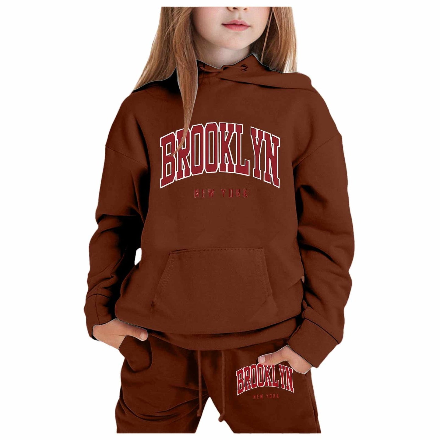 Girl Hooded Sweatshirt Set Letter Printed Long-Sleeve Girls' Active Sw