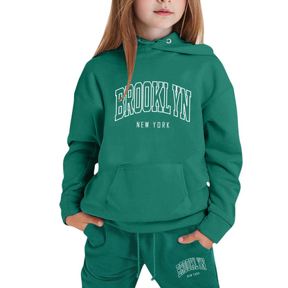 Girl Hooded Sweatshirt Set Letter Printed Long-Sleeve Girls' Active Sw