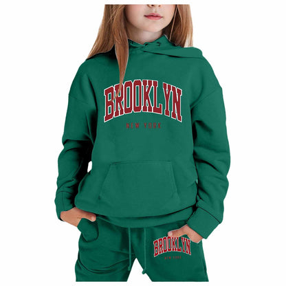 Girl Hooded Sweatshirt Set Letter Printed Long-Sleeve Girls' Active Sw