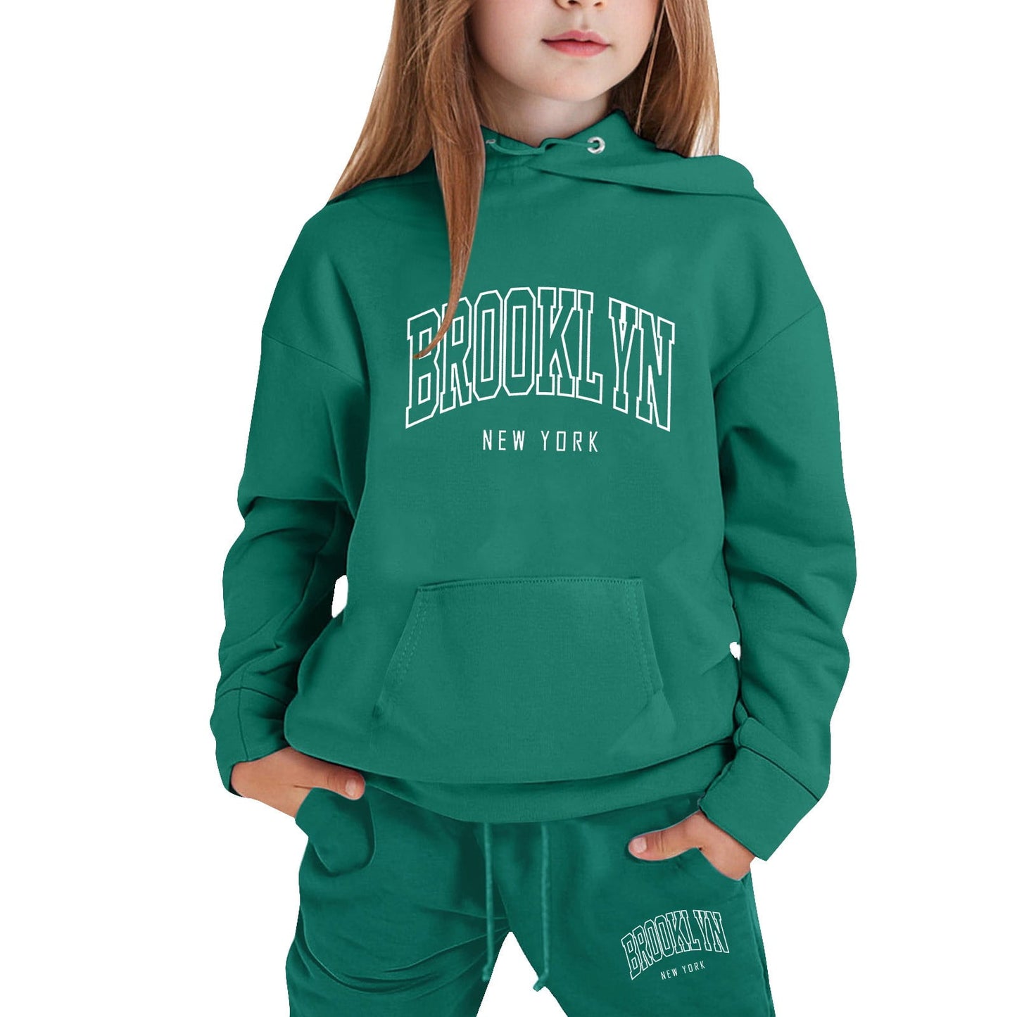 Girl Hooded Sweatshirt Set Letter Printed Long-Sleeve Girls' Active Sw