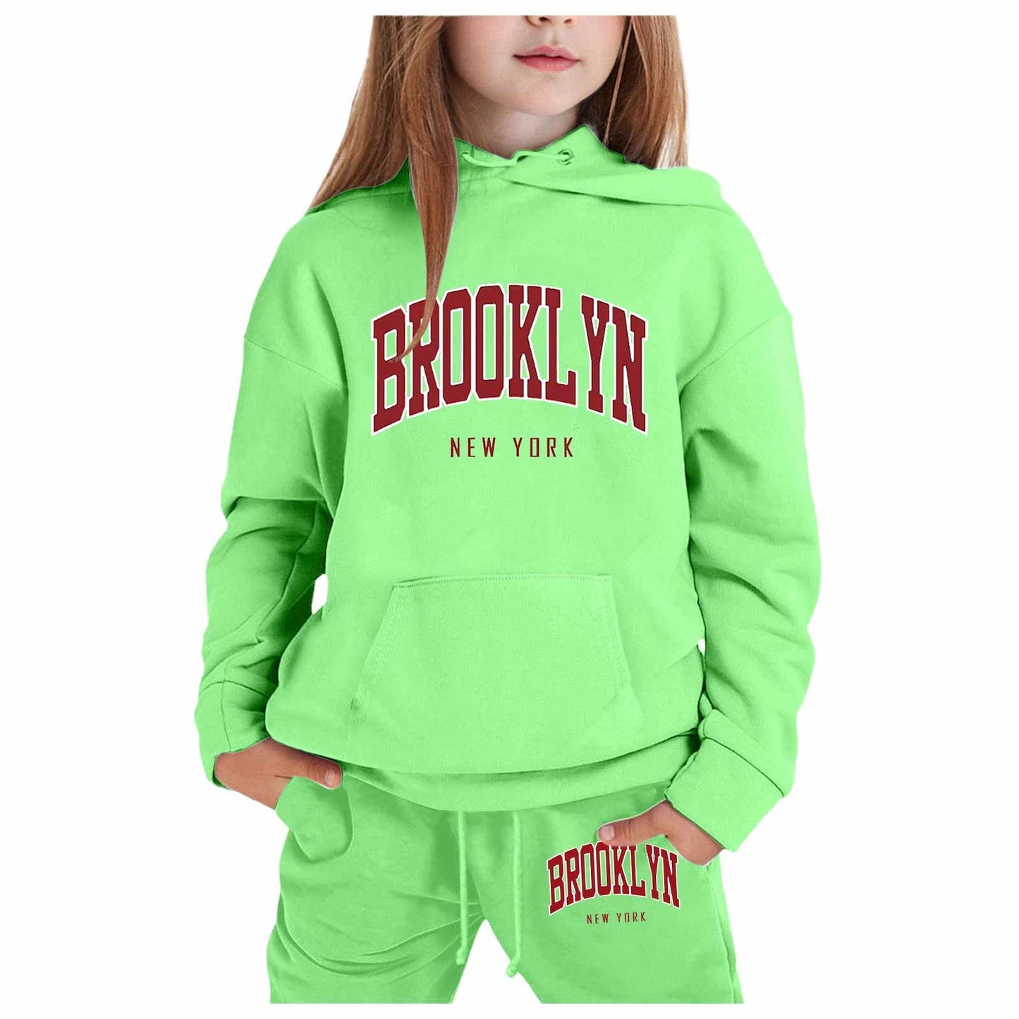 Girl Hooded Sweatshirt Set Letter Printed Long-Sleeve Girls' Active Sw