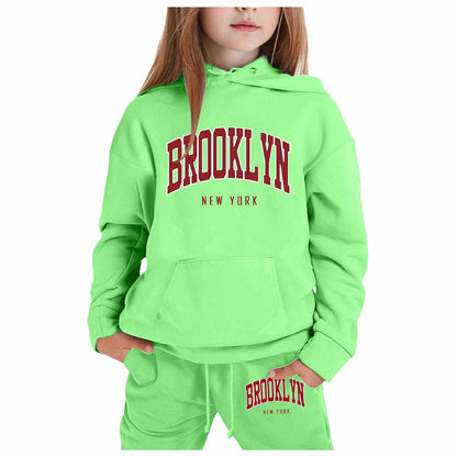 Girl Hooded Sweatshirt Set Letter Printed Long-Sleeve Girls' Active Sw