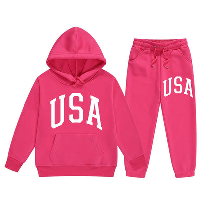 Girl Hooded Sweatshirt Set Letter Printed Long-Sleeve Girls' Active Sw