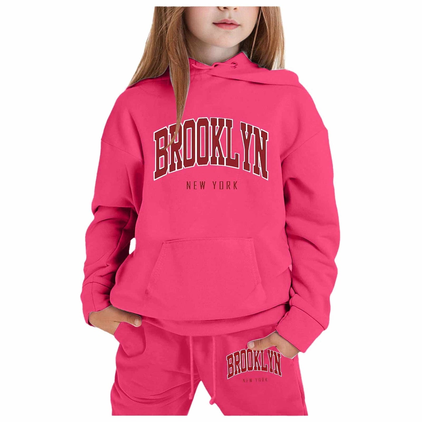 Girl Hooded Sweatshirt Set Letter Printed Long-Sleeve Girls' Active Sw